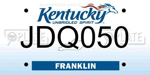JDQ050 Kentucky License Plate