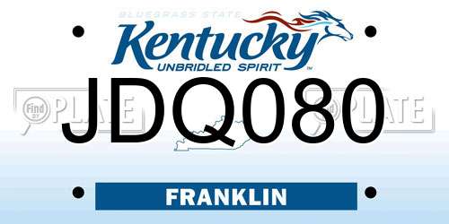 JDQ080 Kentucky License Plate