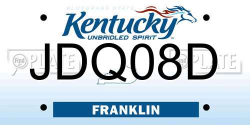 JDQ08D Kentucky License Plate