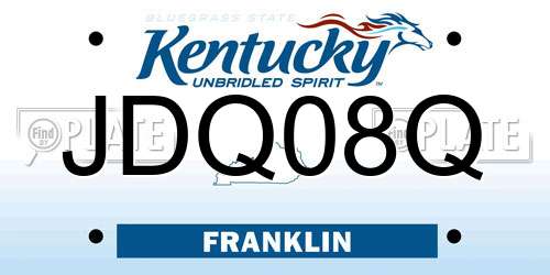 JDQ08Q Kentucky License Plate