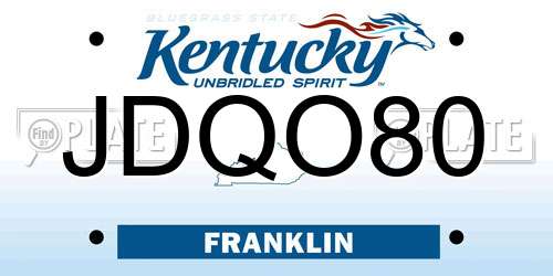 JDQO80 Kentucky License Plate