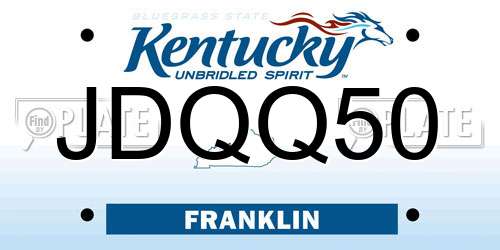 JDQQ50 Kentucky License Plate