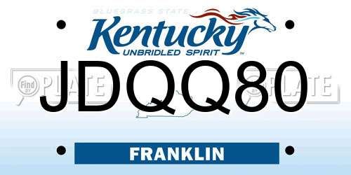 JDQQ80 Kentucky License Plate