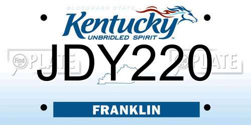 JDY220 Kentucky License Plate