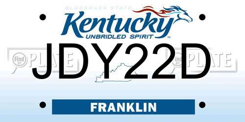 JDY22D Kentucky License Plate