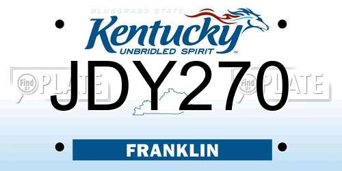 JDY270 Kentucky License Plate