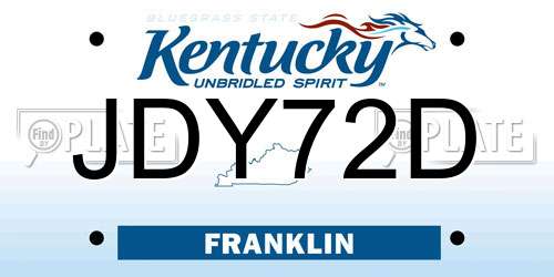 JDY72D Kentucky License Plate