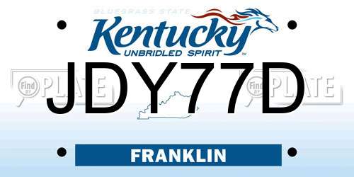 JDY77D Kentucky License Plate