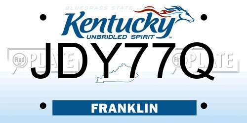 JDY77Q Kentucky License Plate