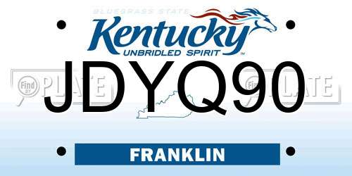 JDYQ90 Kentucky License Plate