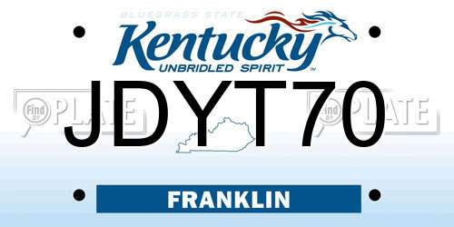 JDYT70 Kentucky License Plate