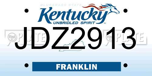 JDZ2913 Kentucky License Plate
