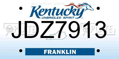JDZ7913 Kentucky License Plate