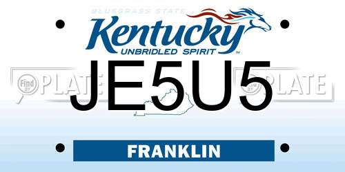 JE5U5 Kentucky License Plate