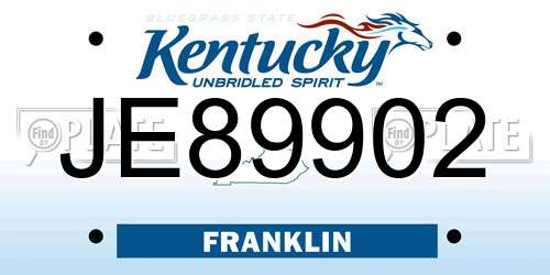 JE89902 Kentucky License Plate