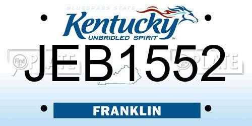 JEB1552 Kentucky License Plate