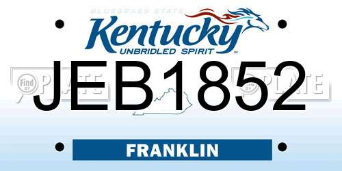 JEB1852 Kentucky License Plate