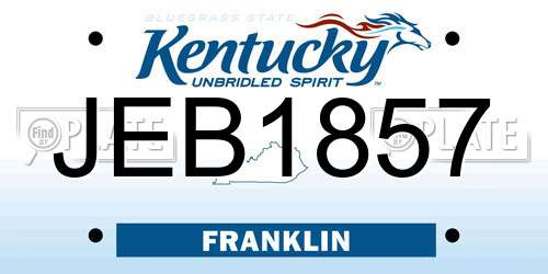 JEB1857 Kentucky License Plate