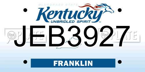 JEB3927 Kentucky License Plate