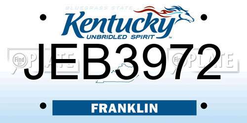 JEB3972 Kentucky License Plate