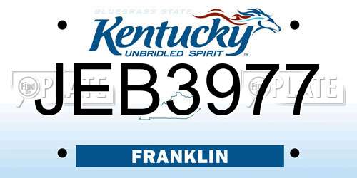 JEB3977 Kentucky License Plate