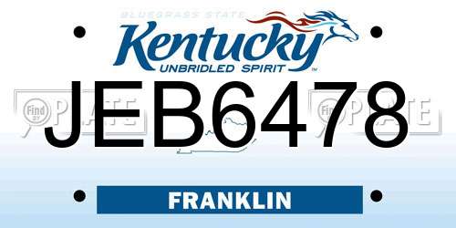 JEB6478 Kentucky License Plate