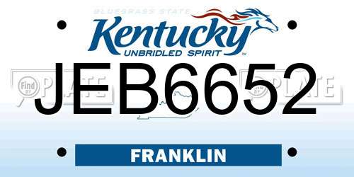 JEB6652 Kentucky License Plate