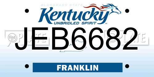 JEB6682 Kentucky License Plate