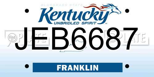 JEB6687 Kentucky License Plate
