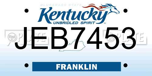 JEB7453 Kentucky License Plate