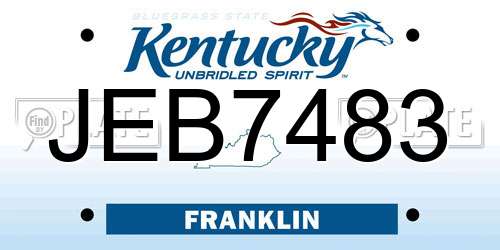 JEB7483 Kentucky License Plate