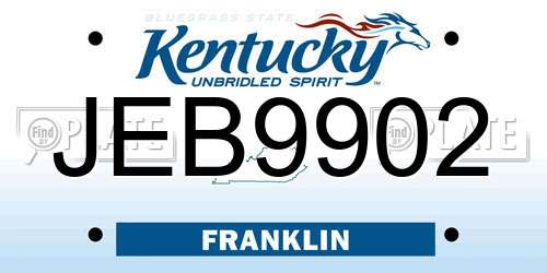 JEB9902 Kentucky License Plate