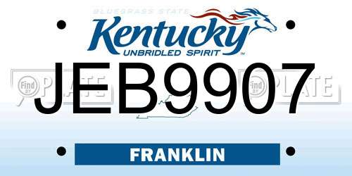 JEB9907 Kentucky License Plate