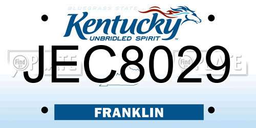 JEC8029 Kentucky License Plate