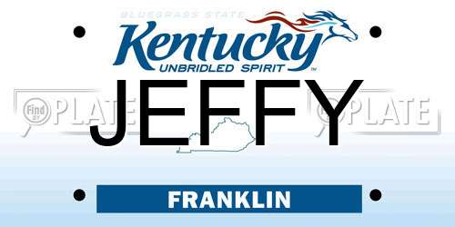 JEFFY Kentucky License Plate