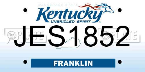 JES1852 Kentucky License Plate
