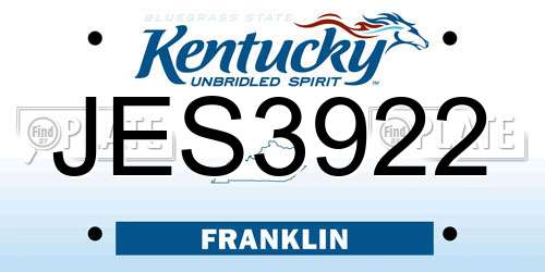 JES3922 Kentucky License Plate