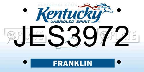 JES3972 Kentucky License Plate