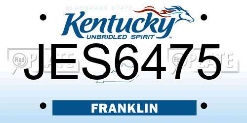 JES6475 Kentucky License Plate