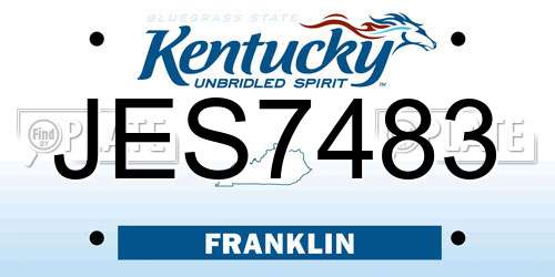 JES7483 Kentucky License Plate
