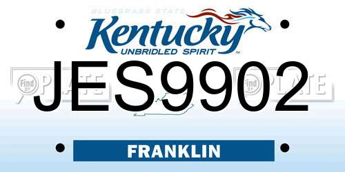JES9902 Kentucky License Plate