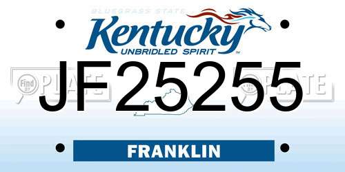 JF25255 Kentucky License Plate