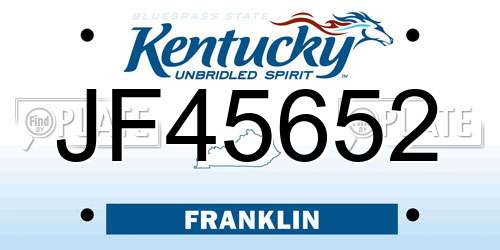 JF45652 Kentucky License Plate