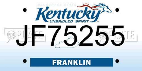 JF75255 Kentucky License Plate
