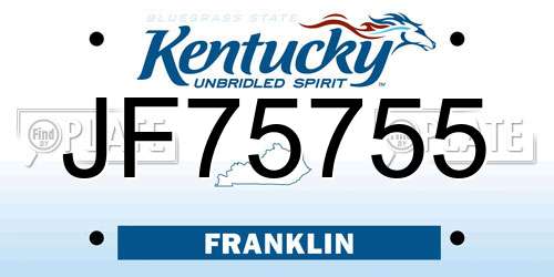 JF75755 Kentucky License Plate