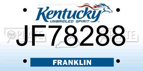 JF78288 Kentucky License Plate