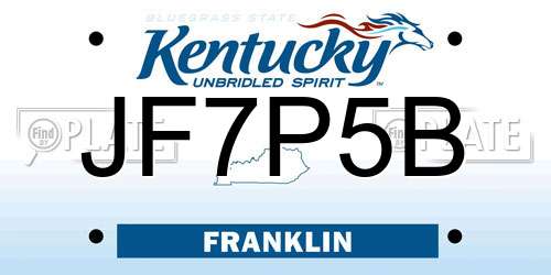 JF7P5B Kentucky License Plate