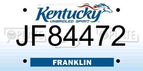JF84472 Kentucky License Plate