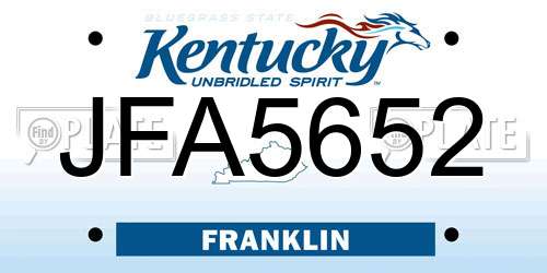 JFA5652 Kentucky License Plate