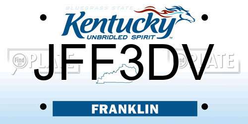 JFF3DV Kentucky License Plate